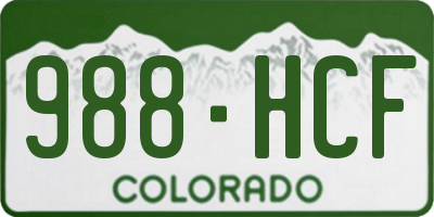 CO license plate 988HCF