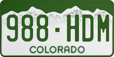 CO license plate 988HDM
