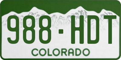 CO license plate 988HDT