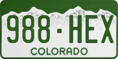 CO license plate 988HEX