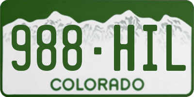 CO license plate 988HIL