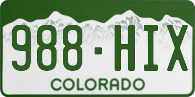 CO license plate 988HIX