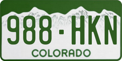 CO license plate 988HKN