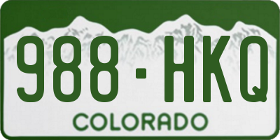 CO license plate 988HKQ