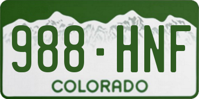 CO license plate 988HNF