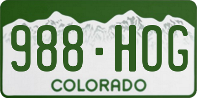 CO license plate 988HOG