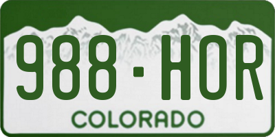 CO license plate 988HOR