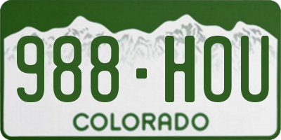 CO license plate 988HOU