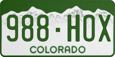 CO license plate 988HOX