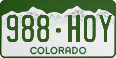 CO license plate 988HOY