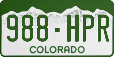 CO license plate 988HPR