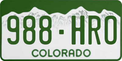CO license plate 988HRO