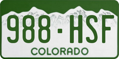 CO license plate 988HSF