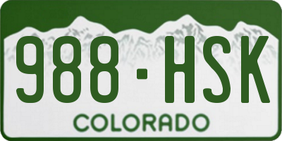 CO license plate 988HSK