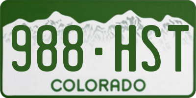 CO license plate 988HST