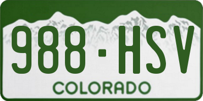 CO license plate 988HSV