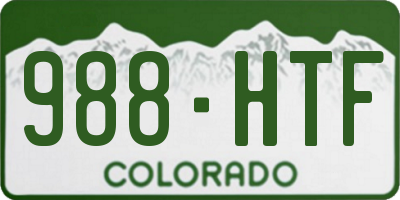 CO license plate 988HTF