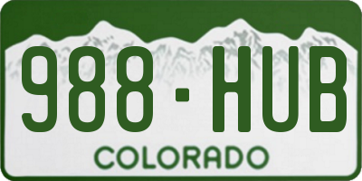 CO license plate 988HUB