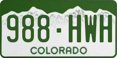 CO license plate 988HWH