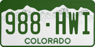 CO license plate 988HWI