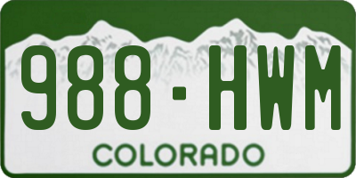 CO license plate 988HWM