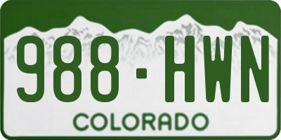 CO license plate 988HWN