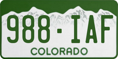 CO license plate 988IAF