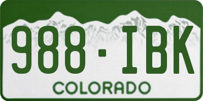 CO license plate 988IBK