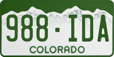 CO license plate 988IDA