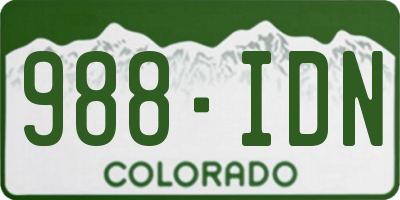CO license plate 988IDN