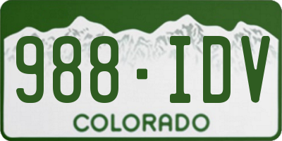 CO license plate 988IDV