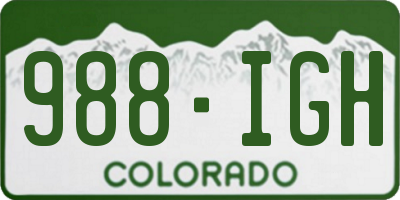 CO license plate 988IGH