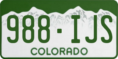 CO license plate 988IJS