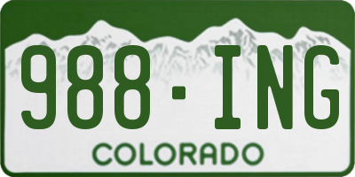 CO license plate 988ING