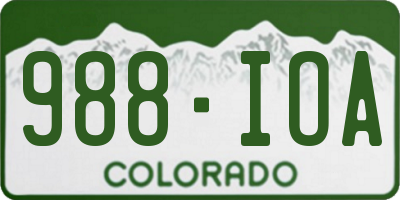 CO license plate 988IOA
