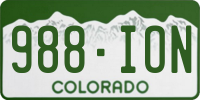 CO license plate 988ION