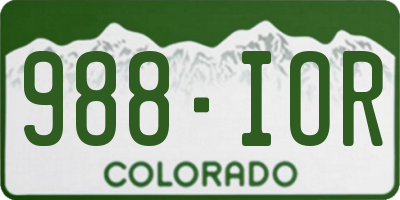 CO license plate 988IOR