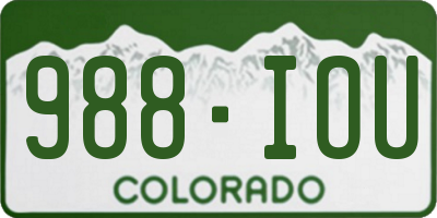 CO license plate 988IOU