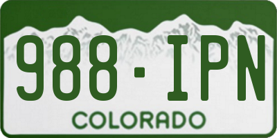CO license plate 988IPN