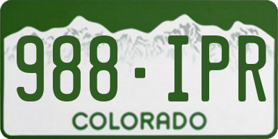 CO license plate 988IPR