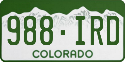 CO license plate 988IRD