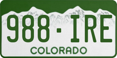 CO license plate 988IRE