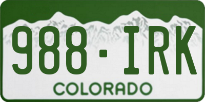 CO license plate 988IRK