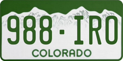 CO license plate 988IRO