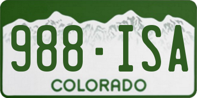 CO license plate 988ISA