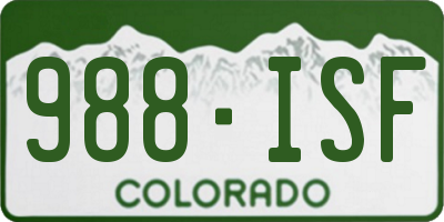 CO license plate 988ISF
