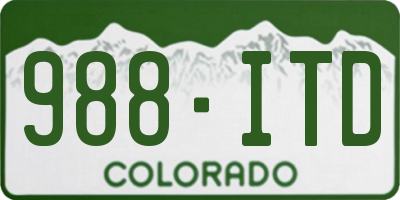 CO license plate 988ITD