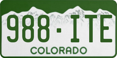 CO license plate 988ITE