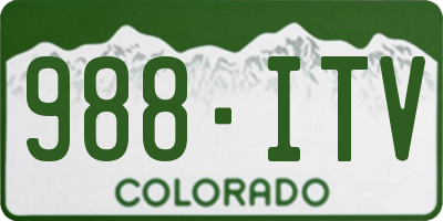 CO license plate 988ITV