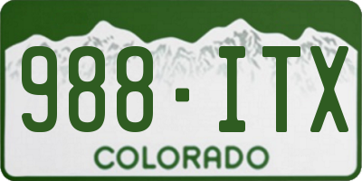 CO license plate 988ITX
